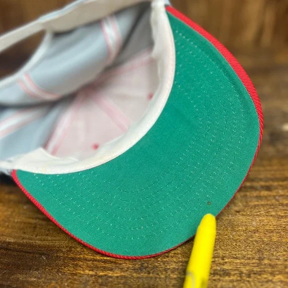 Vintage Halliburton Trucker Hat Snapback L 7 1/8 - 7 5/8 Red White Mesh USA Made - Picture 10 of 13